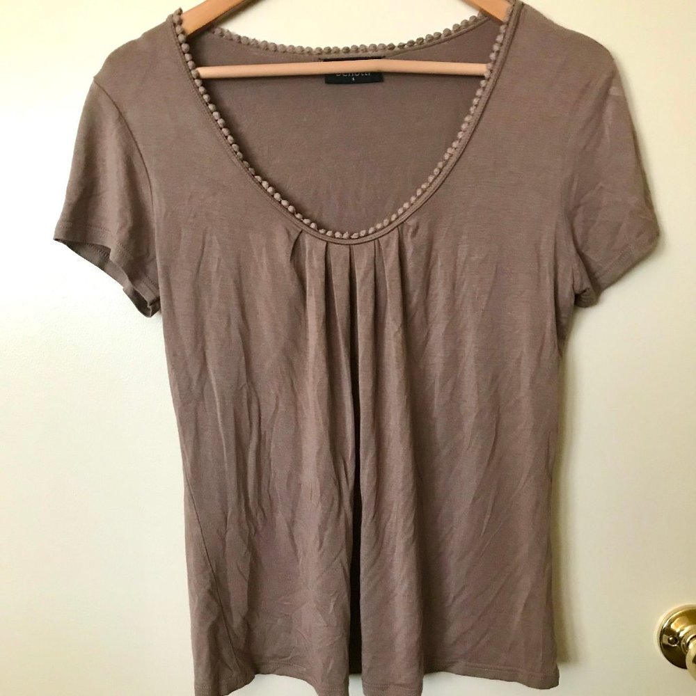 Gina Benotti Light Brown Viscose Blend Tee – Size Small
